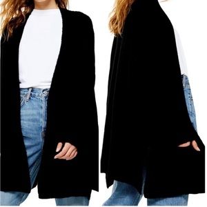 Topshop Black Ribbed Open Front Cardigan